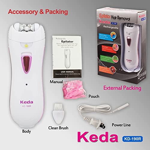 KEDA Facial Hair Removal Epilators for Women Cordless Electric Tweezers Ladie...