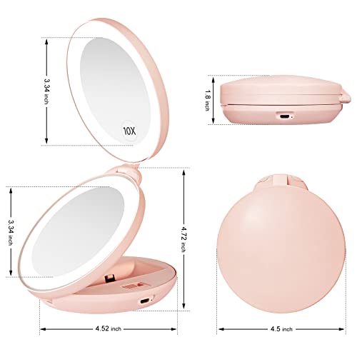 KEDSUM Upgraded Rechargeable LED Lighted Travel Magnifying Mirror, 1X/10X Mag...