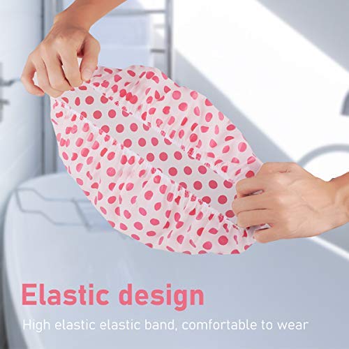 Keeygo 6 PCS Shower Caps, Large Reusable Elastic 100% Waterproof Bathing Hair...