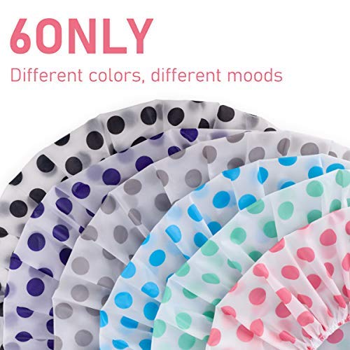 Keeygo 6 PCS Shower Caps, Large Reusable Elastic 100% Waterproof Bathing Hair...