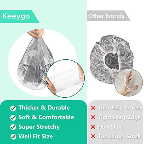 Keeygo Disposable Shower Caps 30PCS,Thicker Waterproof Plastic Hair Head Cove...