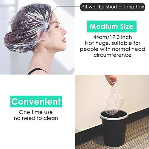 Keeygo Disposable Shower Caps 30PCS,Thicker Waterproof Plastic Hair Head Cove...