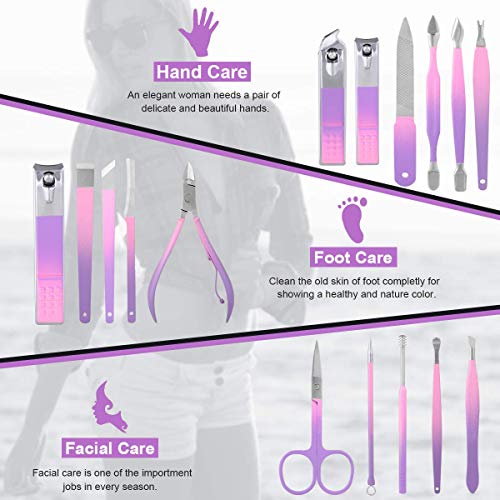 Manicure Set Professional Nail Clippers Kit -16Pcs Pedicure Care Tools Stainl...