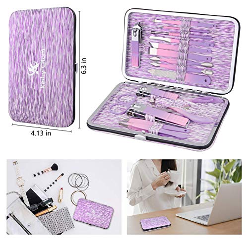 Manicure Set Professional Nail Clippers Kit -16Pcs Pedicure Care Tools Stainl...
