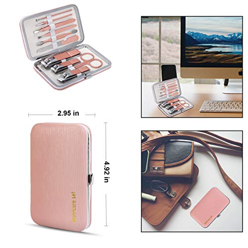 Manicure Set, Travel Mini Nail Clippers Kit Pedicure Care Tools, 10pcs Stainl...
