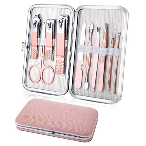 Manicure Set, Travel Mini Nail Clippers Kit Pedicure Care Tools, 10pcs Stainl...