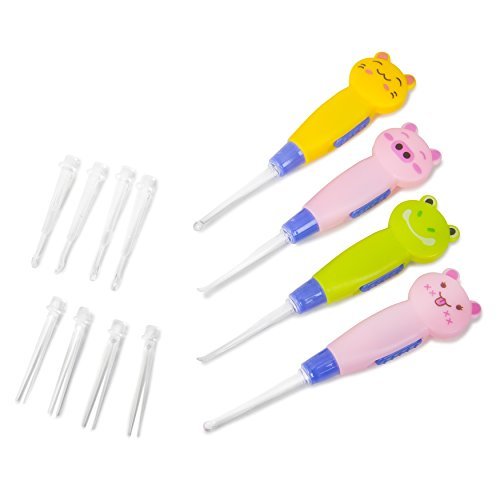 KleanEars Kids Earwax Remover Tool Baby Safe 4 Pcs LED Lighting Ear Pick Spoo...
