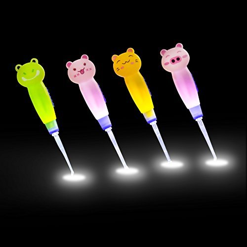 KleanEars Kids Earwax Remover Tool Baby Safe 4 Pcs LED Lighting Ear Pick Spoo...