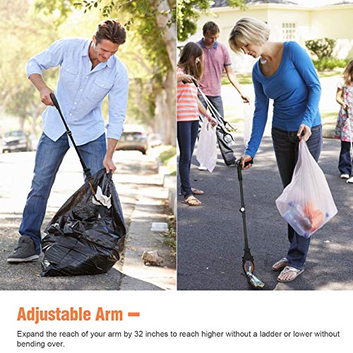 Foldable Grabber Reacher Tool with Headlight, 32 inch Lawn Trash Picker Upper...