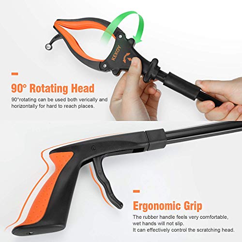 Foldable Grabber Reacher Tool with Headlight, 32 inch Lawn Trash Picker Upper...