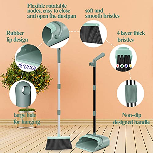 Kelamayi Broom Dustpan Combo Set Standing Dustpan Broom with Stainless Long H...