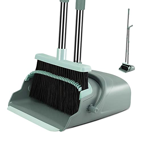Kelamayi Broom Dustpan Combo Set Standing Dustpan Broom with Stainless Long H...