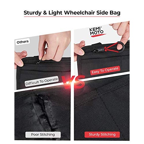 kemimoto Wheelchair Side Bag, Armrest Pouch Bag Ideal Gift for Family, 5 Pock...