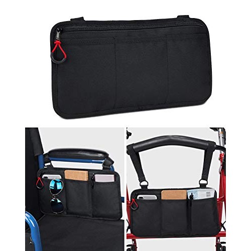 kemimoto Wheelchair Side Bag, Armrest Pouch Bag Ideal Gift for Family, 5 Pock...