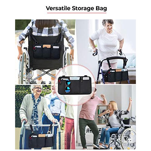 kemimoto Wheelchair Side Bag, Armrest Pouch Bag Ideal Gift for Family, 5 Pock...