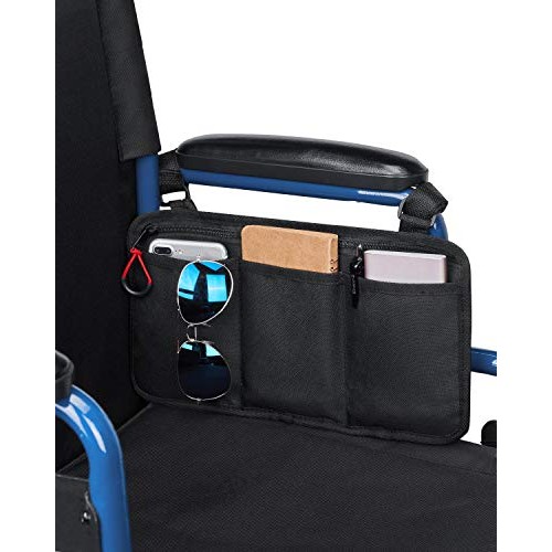 kemimoto Wheelchair Side Bag, Armrest Pouch Bag Ideal Gift for Family, 5 Pock...