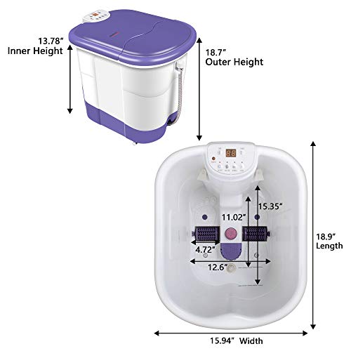 All in one deep Foot & Leg spa Bath Massager w/ Motorized Rolling Massage, He...