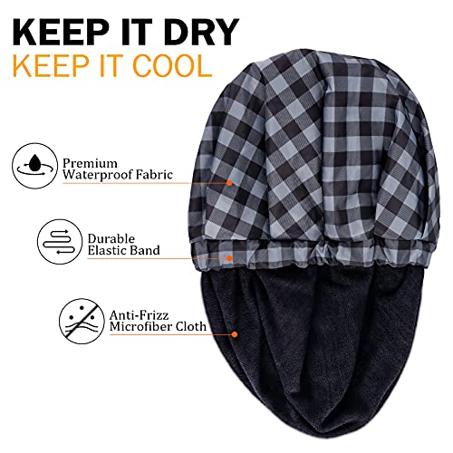 Large Waterproof Shower Cap for Men - Kenllas Reusable Adjustable Bath Cap fo...