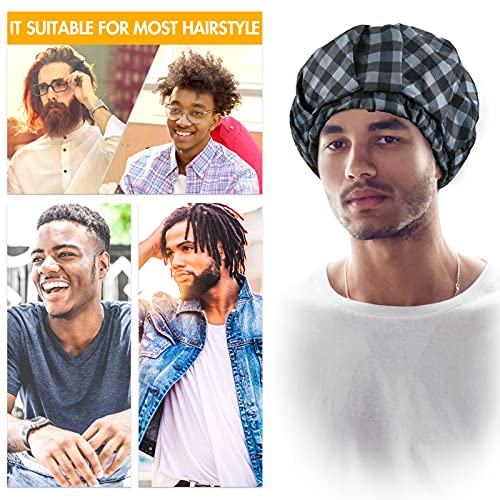 Large Waterproof Shower Cap for Men - Kenllas Reusable Adjustable Bath Cap fo...