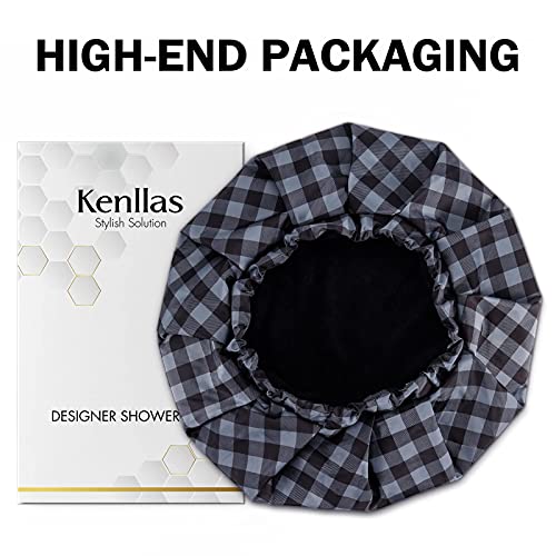 Large Waterproof Shower Cap for Men - Kenllas Reusable Adjustable Bath Cap fo...