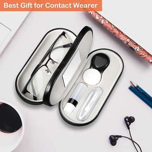 KENOBEE 2 in 1 Eyeglasses Case, Contact Lens Case with Mirror Tweezers Remove...
