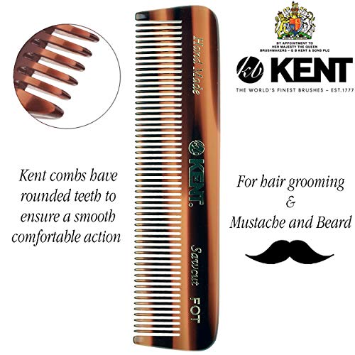 Kent A FOT Handmade All Fine Tooth Saw Cut Beard Comb - Pocket Comb and Trave...