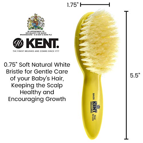 Kent BA28 Newborn Baby Hair Brush and Comb Set, Soft 100% Pure White Natural ...