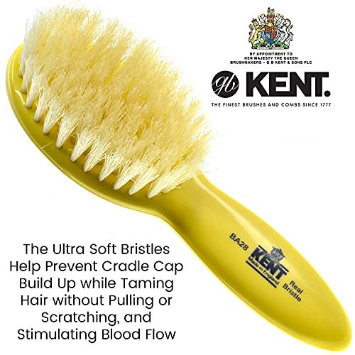 Kent BA28 Newborn Baby Hair Brush and Comb Set, Soft 100% Pure White Natural ...