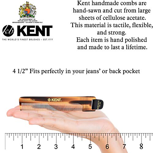 Kent NU22 Handmade All Fine Tooth Pocket Comb for Men, Women and Kids, Hair C...
