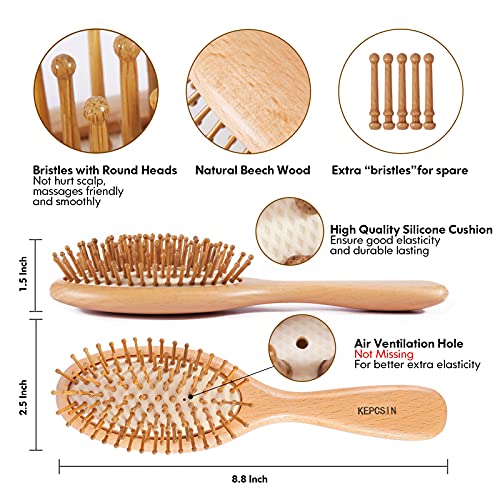 3PCS Wooden Hair Brush Wooden Comb for Women, Wood Comb Wood Brush Comb Wood ...