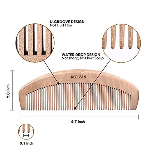 3PCS Wooden Hair Brush Wooden Comb for Women, Wood Comb Wood Brush Comb Wood ...