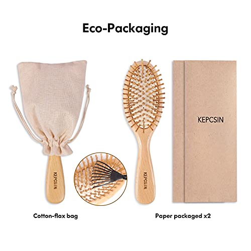 3PCS Wooden Hair Brush Wooden Comb for Women, Wood Comb Wood Brush Comb Wood ...