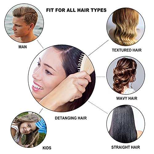 3PCS Wooden Hair Brush Wooden Comb for Women, Wood Comb Wood Brush Comb Wood ...