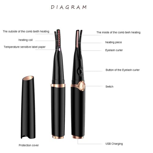 Eyelash Curler, KEQI 2 in 1 Double-Sided Heated Electric Lash Curler with 3 T...