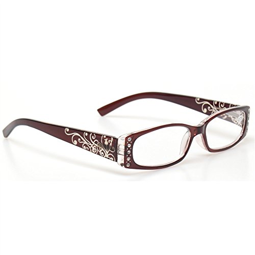 Reading Glasses 4 Pairs Ladies Readers Spring Hinge with Laser Pattern Eyegla...