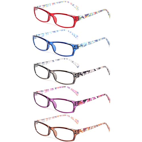 Reading Glasses 5 Pairs Fashion Ladies Readers Spring Hinge with Pattern Prin...