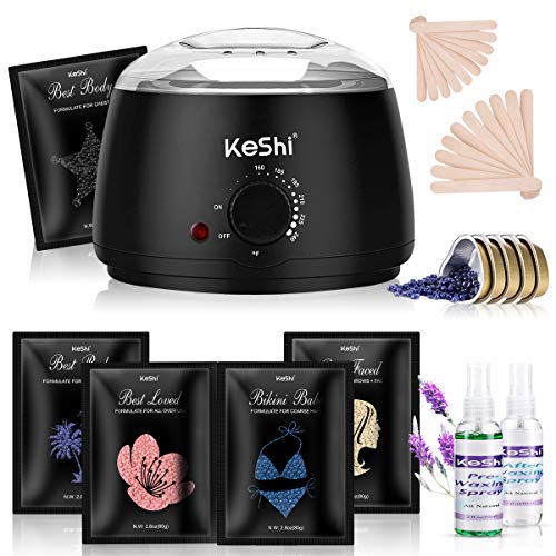 Waxing Kit, KeShi Wax Warmer for Painless Hair Removal, Home Wax Kit with 5 B...