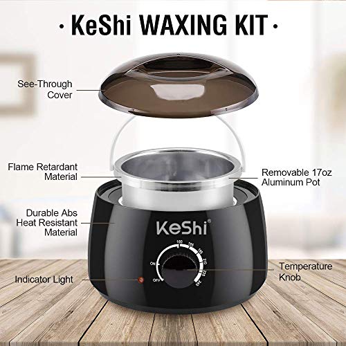 Waxing Kit, KeShi Wax Warmer Hair Removal Home Wax Kit with 16.8oz 6 Bags Har...