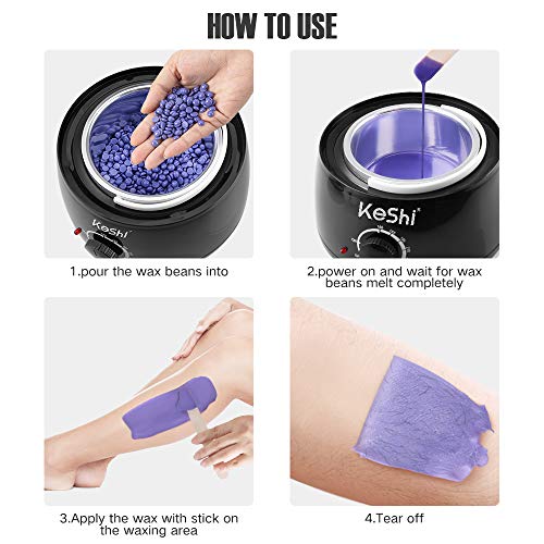 Waxing Kit, KeShi Wax Warmer Hair Removal Home Wax Kit with 16.8oz 6 Bags Har...