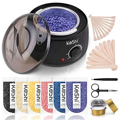 Waxing Kit, KeShi Wax Warmer Hair Removal Home Wax Kit with 16.8oz 6 Bags Har...