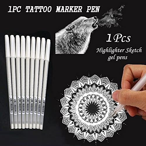 KESIO White Tattoo Marker Pen, Eyebrow Marker Pen Tattoo Accessories Microbla...