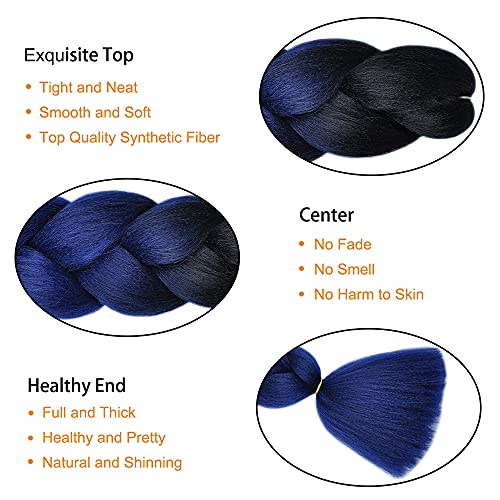 KETHBE 5Pcs Ombre Jumbo Braiding Hair Crochet Twist Hair Extensions 24 inch B...