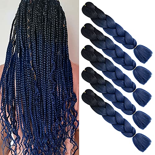 KETHBE 5Pcs Ombre Jumbo Braiding Hair Crochet Twist Hair Extensions 24 inch B...