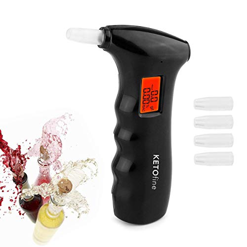 KETO fine Breathalyzer Alcohol Tester with 5 Mouthpieces Portable Digital Dis...
