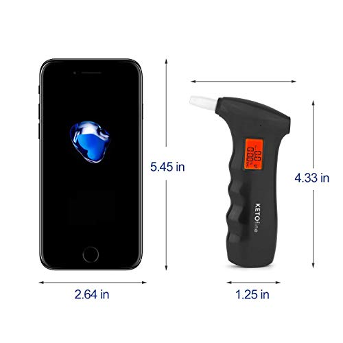 KETO fine Breathalyzer Alcohol Tester with 5 Mouthpieces Portable Digital Dis...