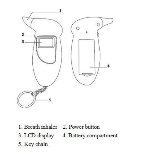 KETO fine Keychain Breathalyzer, Portable Keyring Breath Alcohol Tester