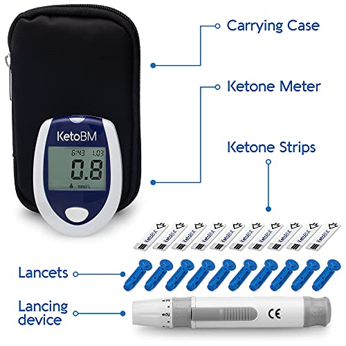 KetoBM Blood Ketone Meter Kit for Keto Diet Testing - Complete Ketone Test Ki...