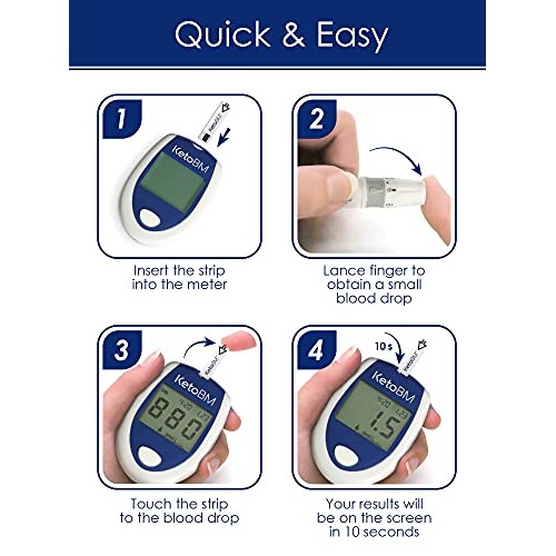 KetoBM Blood Ketone Meter Kit for Keto Diet Testing - Complete Ketone Test Ki...