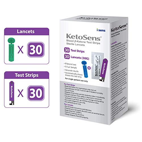 KetoSens Blood Ketone Test Strips and Lancets - Ideal for The Keto Diet and K...