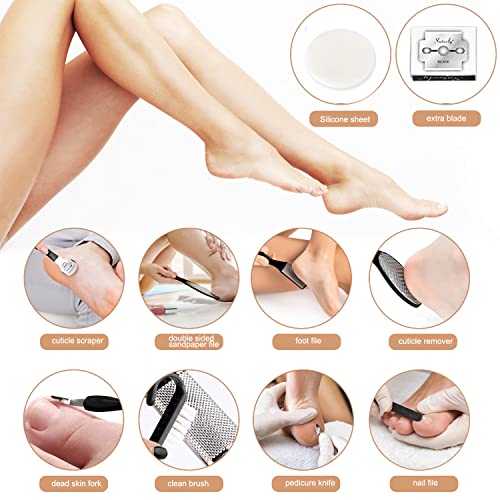 Professional Pedicure Tools Set, 10 in 1 Stainless Steel Foot Care Kit Foot R...